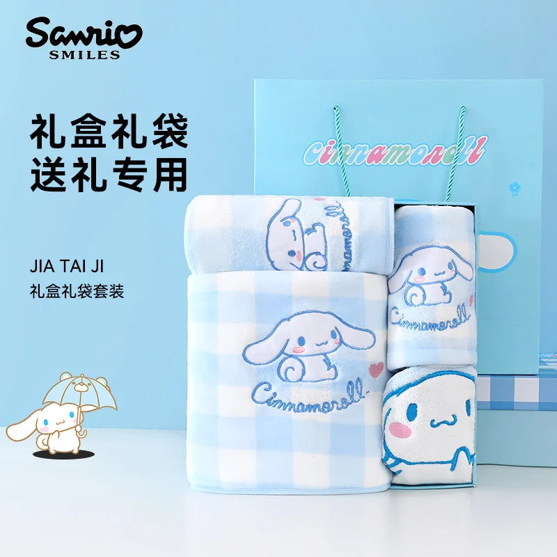 三麗鷗 Sanrio 大耳狗 Cinnamoroll 格子浴巾禮盒 商品圖 4
