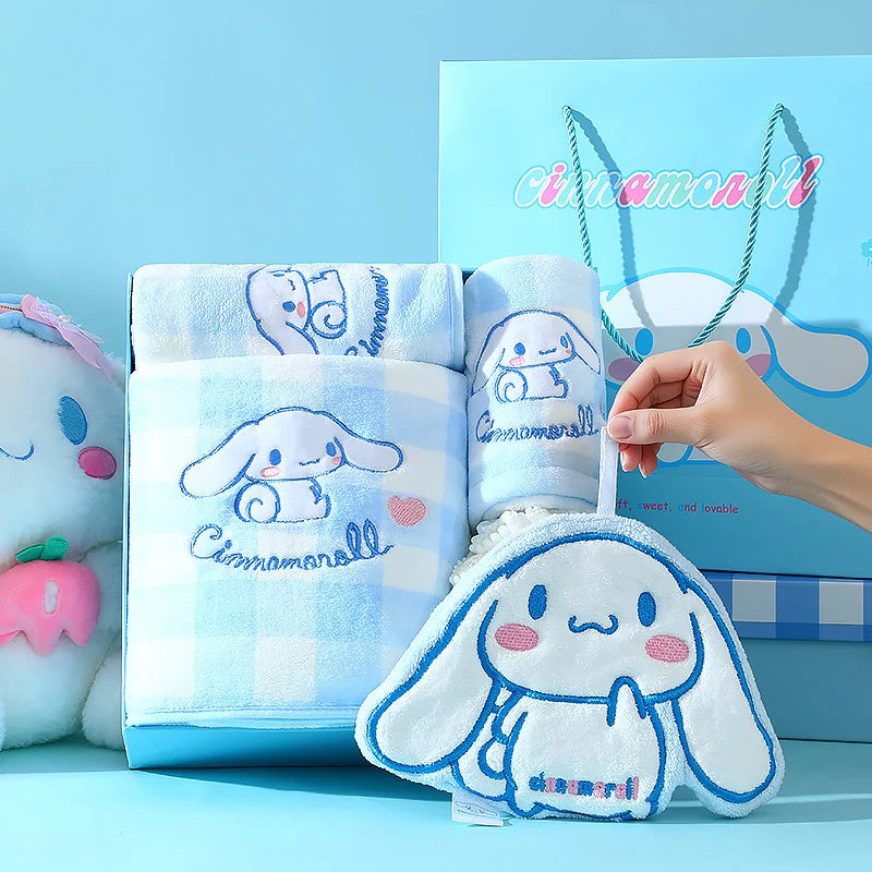 三麗鷗 Sanrio 大耳狗 Cinnamoroll 格子浴巾禮盒 商品圖 1