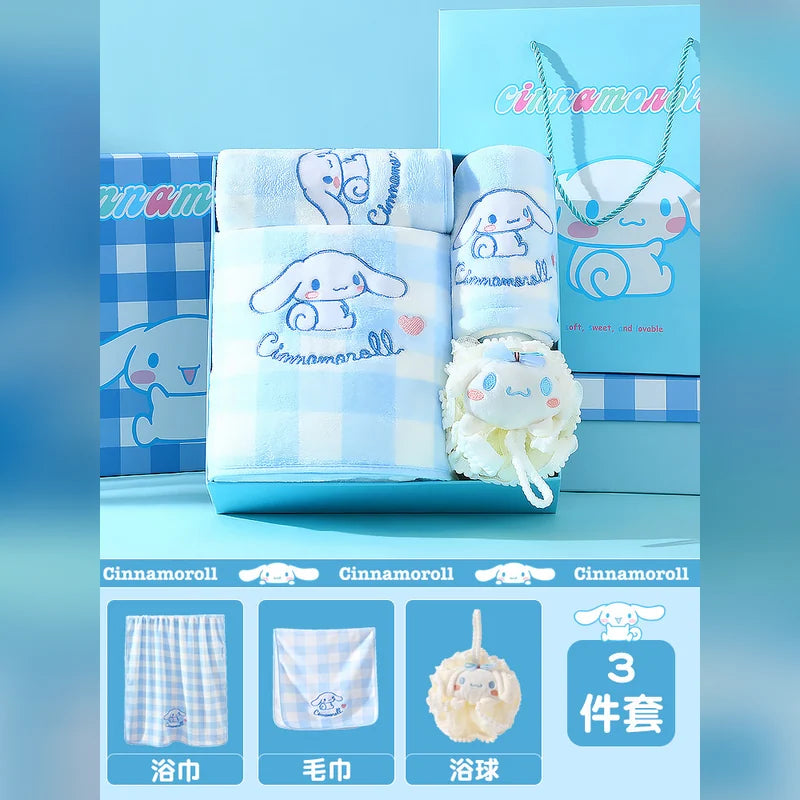 三麗鷗 Sanrio 大耳狗 Cinnamoroll 格子浴巾禮盒 商品圖 7
