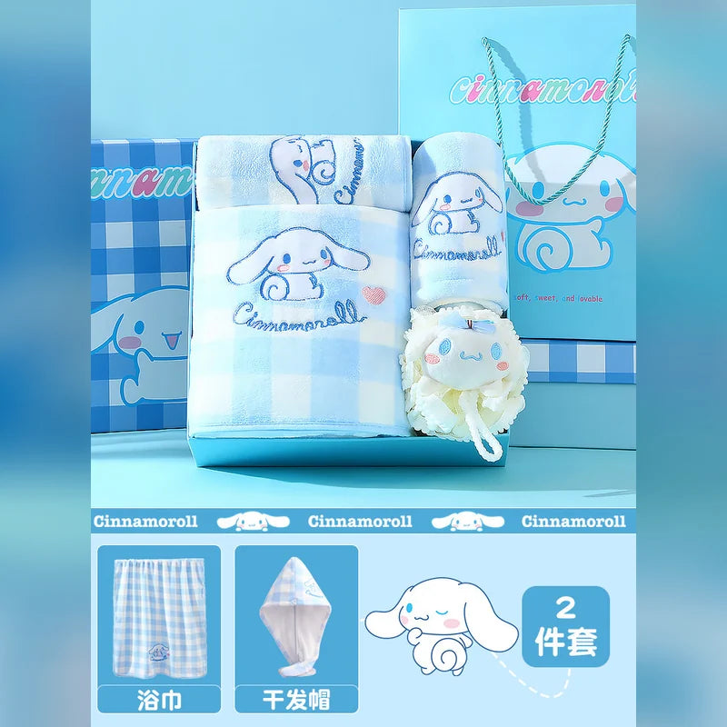 三麗鷗 Sanrio 大耳狗 Cinnamoroll 格子浴巾禮盒 商品圖 8