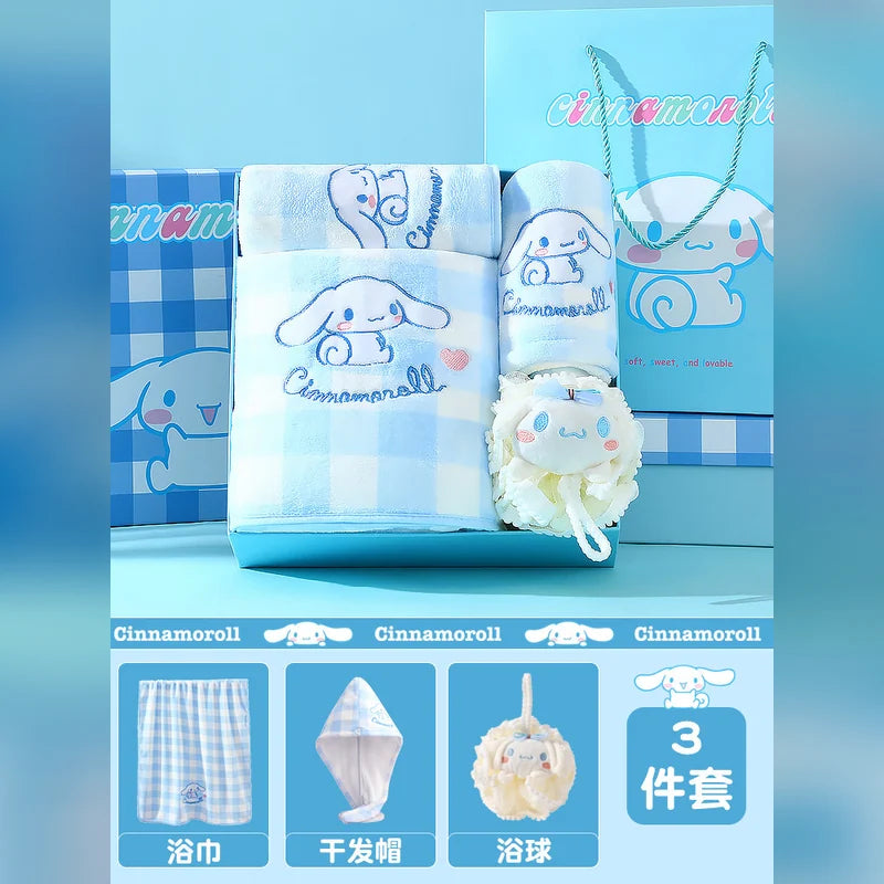 三麗鷗 Sanrio 大耳狗 Cinnamoroll 格子浴巾禮盒 商品圖 9