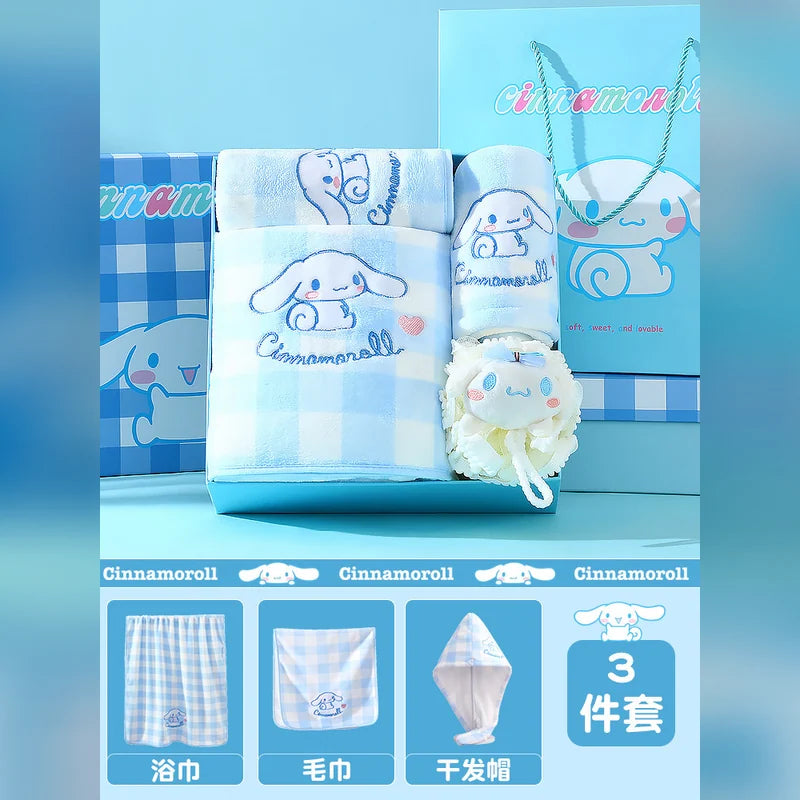 三麗鷗 Sanrio 大耳狗 Cinnamoroll 格子浴巾禮盒 商品圖 10