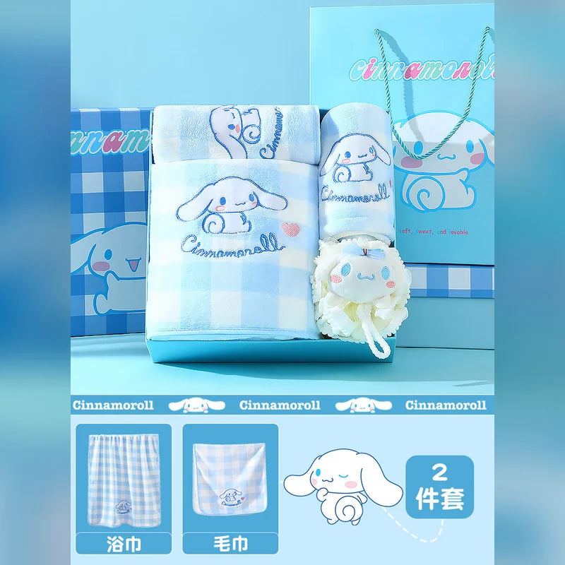 三麗鷗 Sanrio 大耳狗 Cinnamoroll 格子浴巾禮盒 商品圖 6