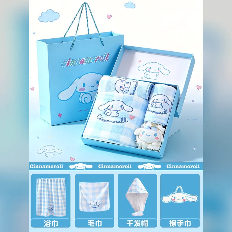三麗鷗 Sanrio 大耳狗 Cinnamoroll 格子浴巾禮盒 商品圖 12