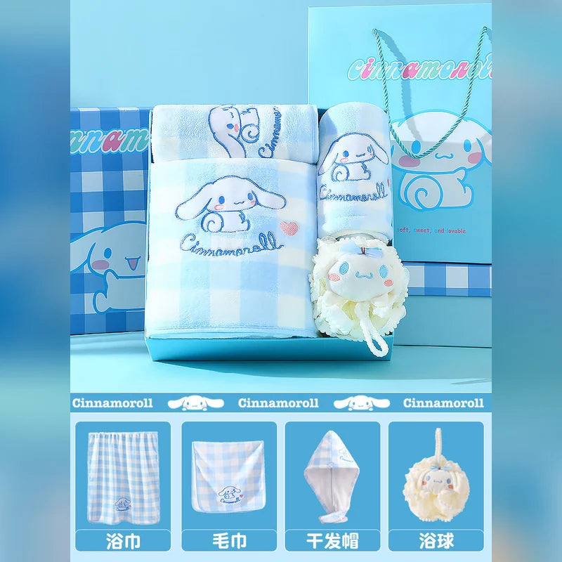 三麗鷗 Sanrio 大耳狗 Cinnamoroll 格子浴巾禮盒 商品圖 11
