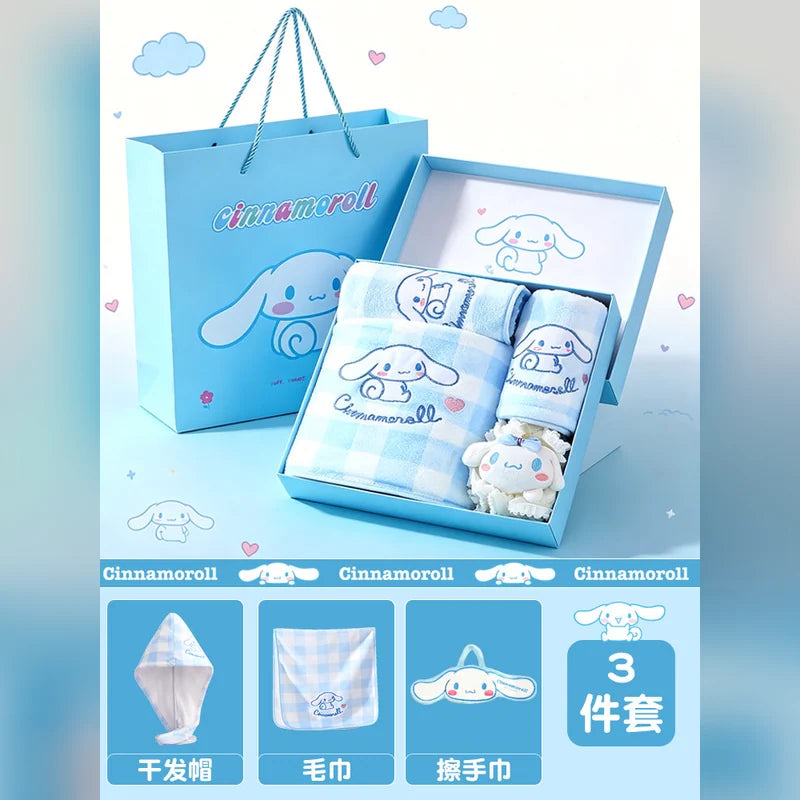 三麗鷗 Sanrio 大耳狗 Cinnamoroll 格子浴巾禮盒 商品圖 13