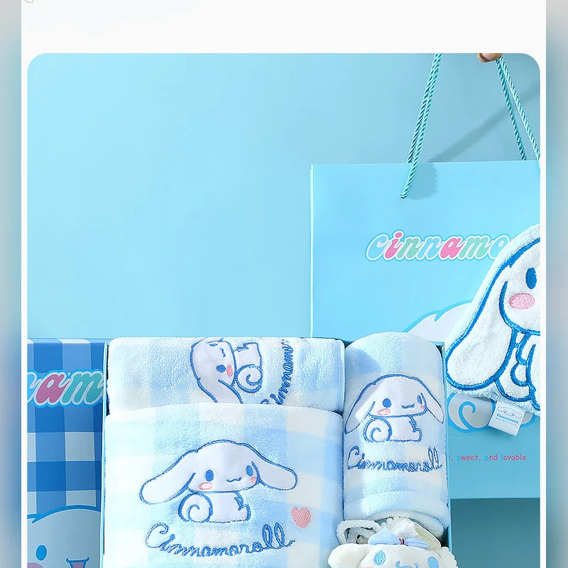 三麗鷗 Sanrio 大耳狗 Cinnamoroll 格子浴巾禮盒 商品圖 14