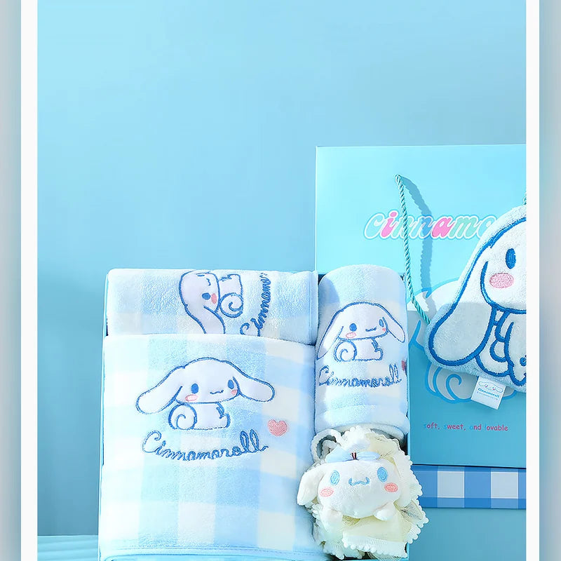 三麗鷗 Sanrio 大耳狗 Cinnamoroll 格子浴巾禮盒 商品圖 22