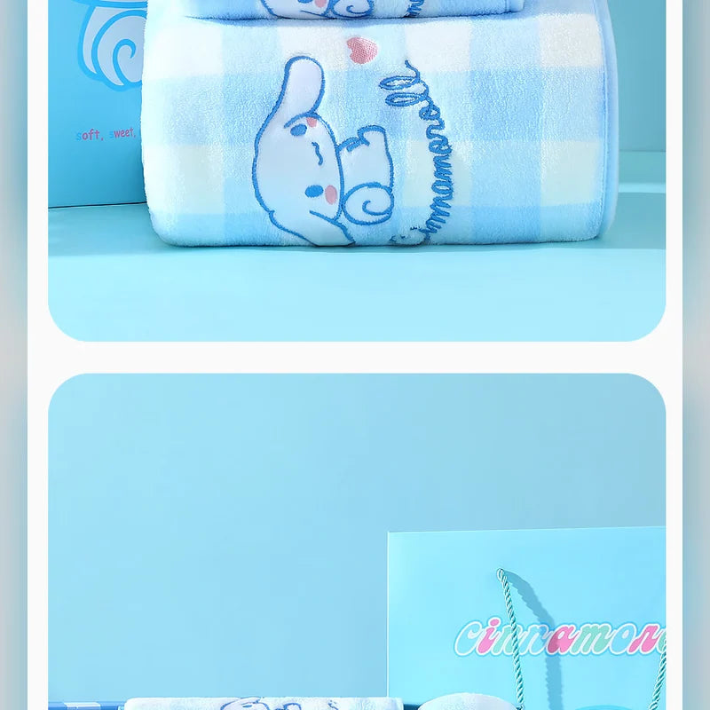 三麗鷗 Sanrio 大耳狗 Cinnamoroll 格子浴巾禮盒 商品圖 23