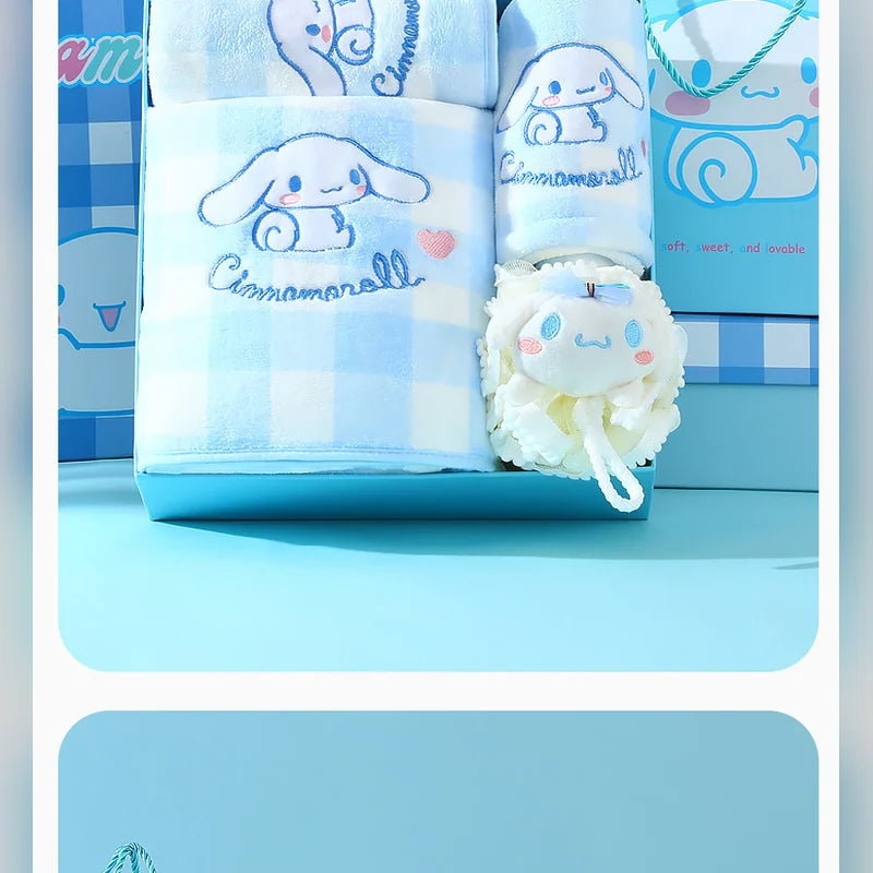 三麗鷗 Sanrio 大耳狗 Cinnamoroll 格子浴巾禮盒 商品圖 24