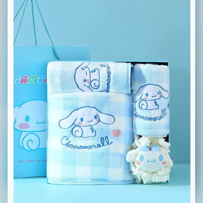 三麗鷗 Sanrio 大耳狗 Cinnamoroll 格子浴巾禮盒 商品圖 25