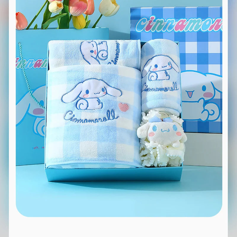 三麗鷗 Sanrio 大耳狗 Cinnamoroll 格子浴巾禮盒 商品圖 29