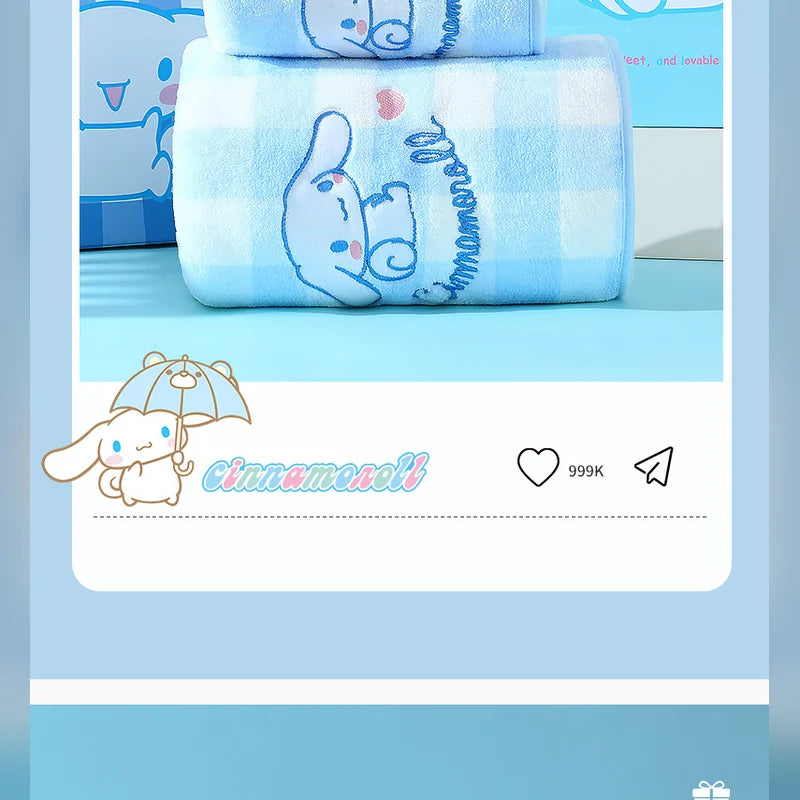 三麗鷗 Sanrio 大耳狗 Cinnamoroll 格子浴巾禮盒 商品圖 35