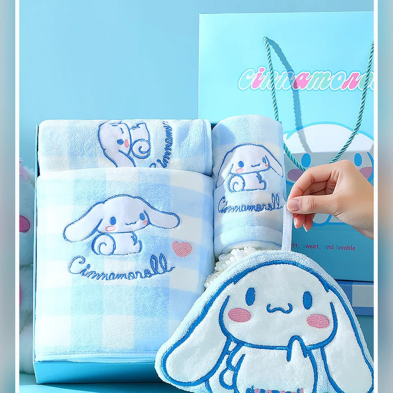 三麗鷗 Sanrio 大耳狗 Cinnamoroll 格子浴巾禮盒 商品圖 37