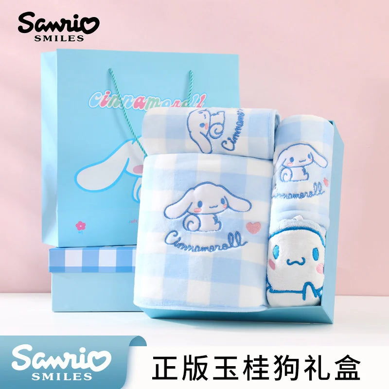 三麗鷗 Sanrio 大耳狗 Cinnamoroll 格子浴巾禮盒 商品圖 5