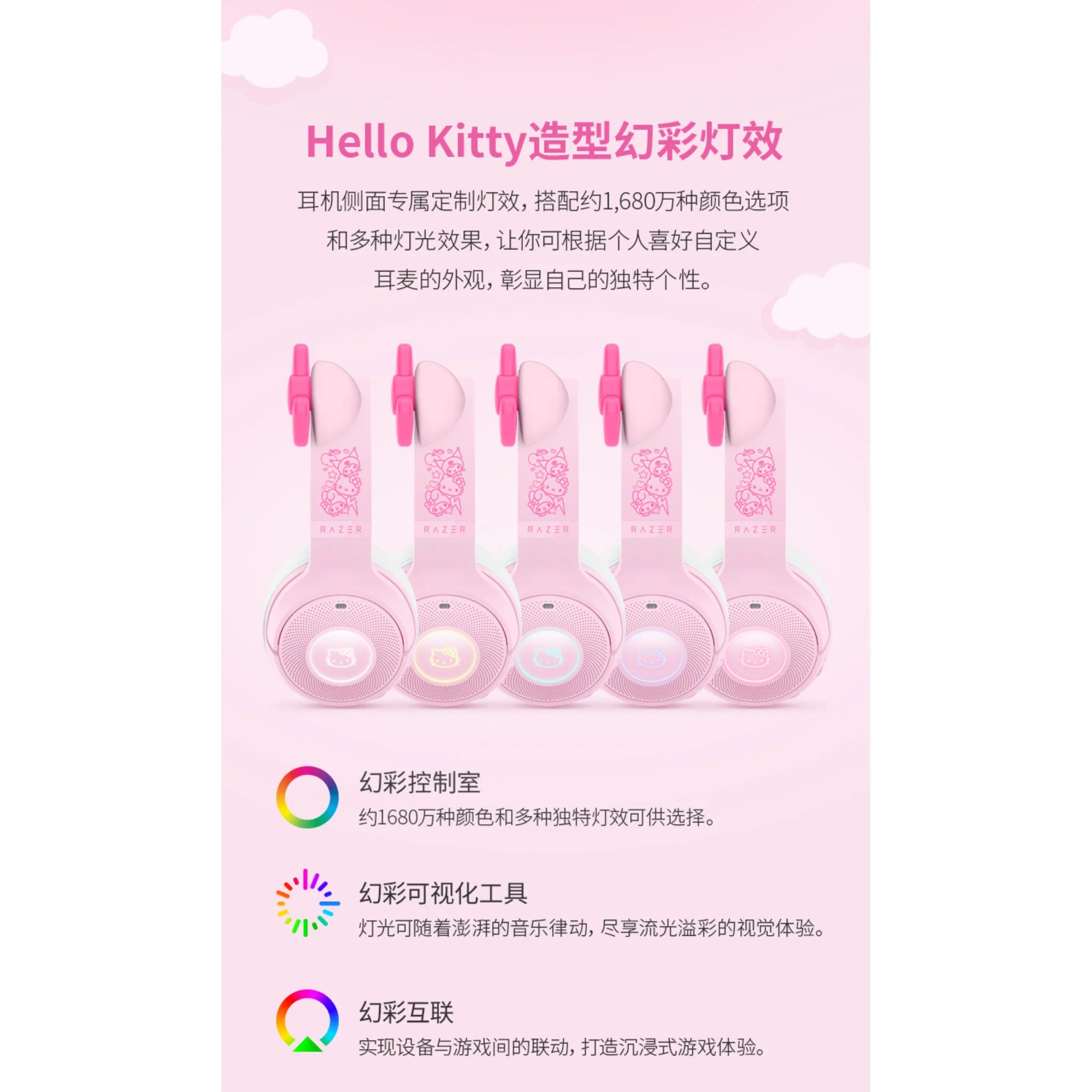 Razer雷蛇 × 三麗鷗 Sanrio | HelloKitty 凱蒂貓 耳罩式耳機 - 圖9 | 潮巢 Nestory