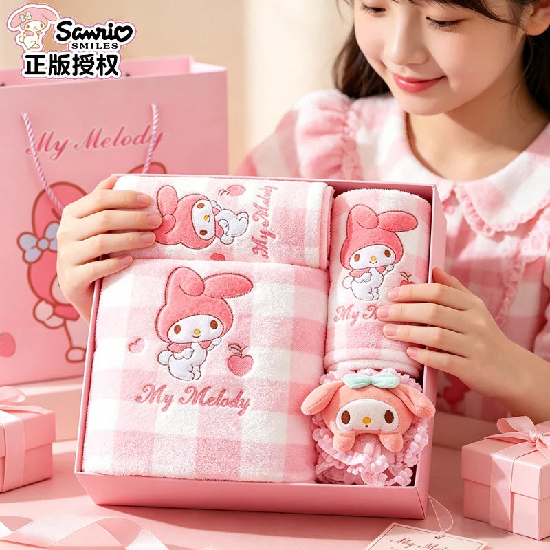 三麗鷗 Sanrio 美樂蒂 My Melody 格子浴巾禮盒 商品圖 3