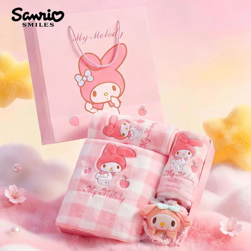 三麗鷗 Sanrio 美樂蒂 My Melody 格子浴巾禮盒 商品圖 4