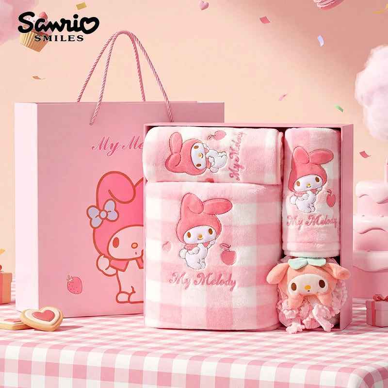 三麗鷗 Sanrio 美樂蒂 My Melody 格子浴巾禮盒 商品圖 1