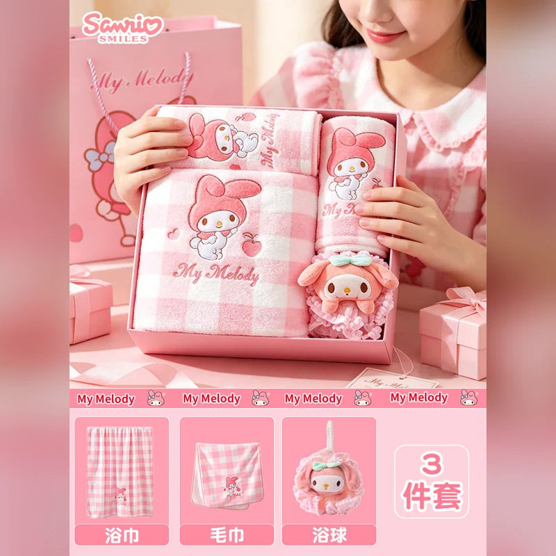 三麗鷗 Sanrio 美樂蒂 My Melody 格子浴巾禮盒 商品圖 7