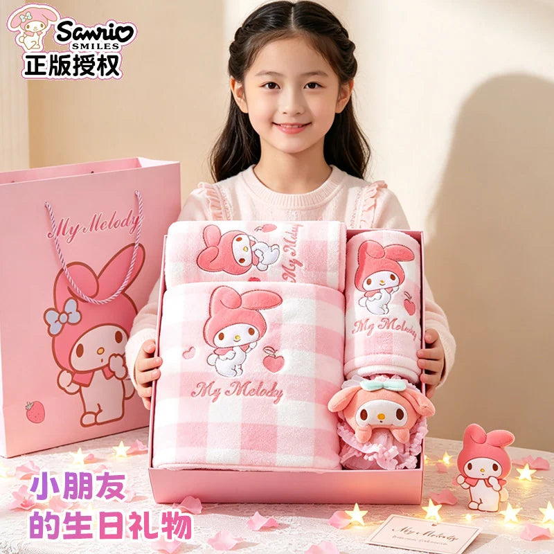 三麗鷗 Sanrio 美樂蒂 My Melody 格子浴巾禮盒 商品圖 2