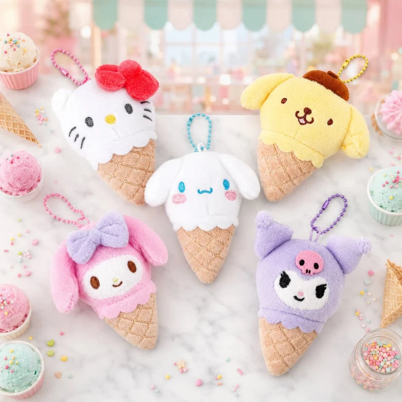 三麗鷗 Sanrio 五角色冰淇淋造型絨毛吊飾 8cm 商品圖 1