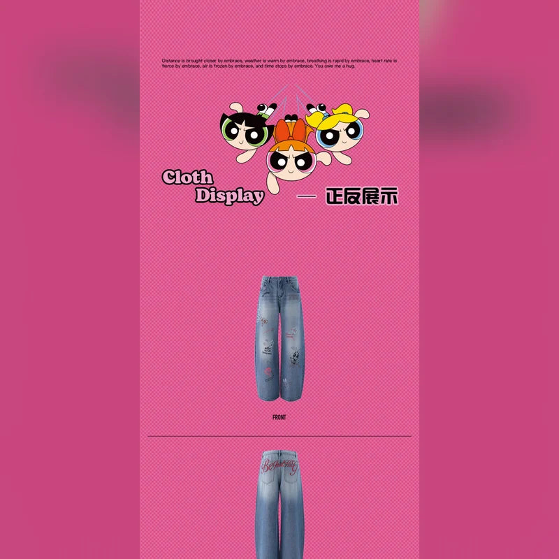 飛天小女警 The Powerpuff Girls BJHG 復古印花牛仔長褲 商品圖 23