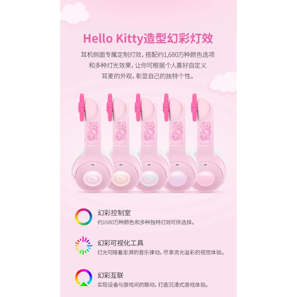 Razer雷蛇 × 三麗鷗 Sanrio | HelloKitty 凱蒂貓 耳罩式耳機 - 圖9 | 潮巢 Nestory