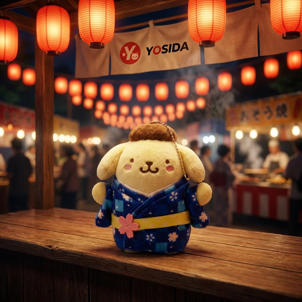 三麗鷗 | 布丁狗絨毛娃娃吊飾 | YOSIDA 藍色和服款 10cm - 圖1 | 潮巢 Nestory
